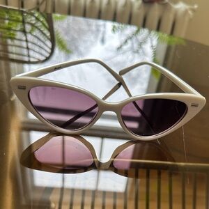 White Cat-Eye Sunglasses